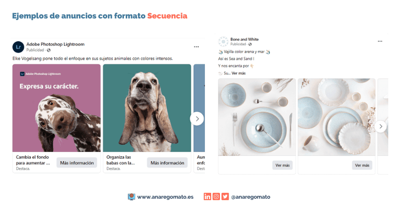 Ejemplos de anuncios de Facebook con formato de secuencia